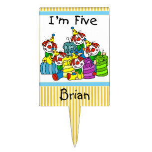 Clowns With Candles 5th Birthday Cake Topper