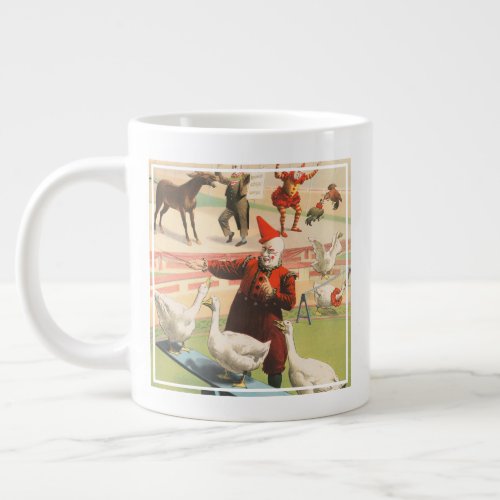 Clowns With Performing Geese Roosters  Donkey Giant Coffee Mug