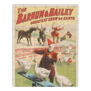 Clowns With Performing Geese, Roosters, & Donkey. Jigsaw Puzzle