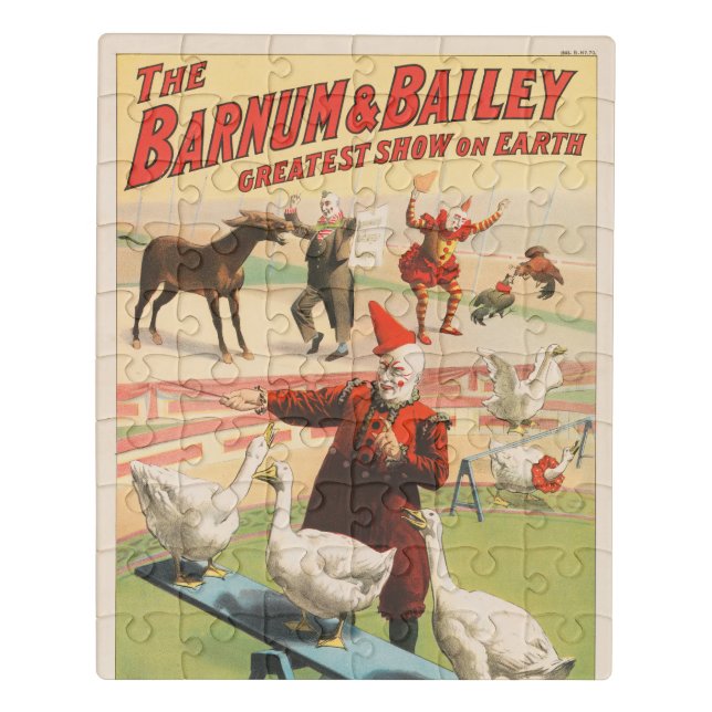 Clowns With Performing Geese, Roosters, & Donkey. Jigsaw Puzzle (Puzzle Vertical)
