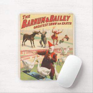 Clowns With Performing Geese, Roosters, & Donkey. Mouse Pad