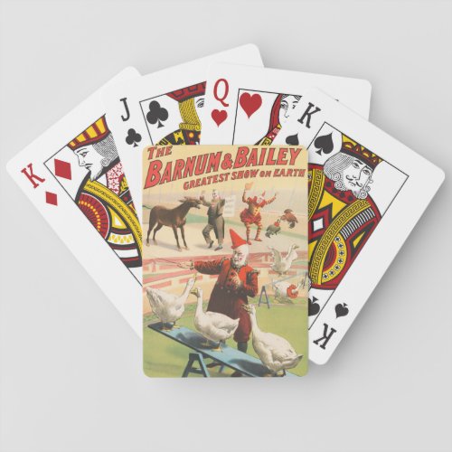 Clowns With Performing Geese Roosters  Donkey Playing Cards