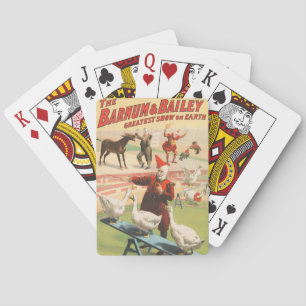 Clowns With Performing Geese, Roosters, & Donkey. Poker Cards