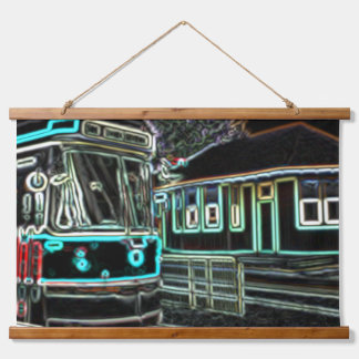 CLRV Neon at stn 91x66cm Wood Topped Wall Tapestry