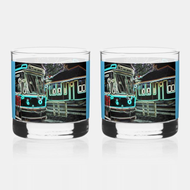 CLRV Neon at stn Printed Rocks Glass Set of 2 (Front)