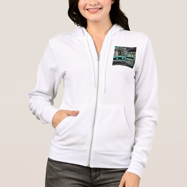 CLRV Neon at stn Women's Full-Zip Hoodie (Front)