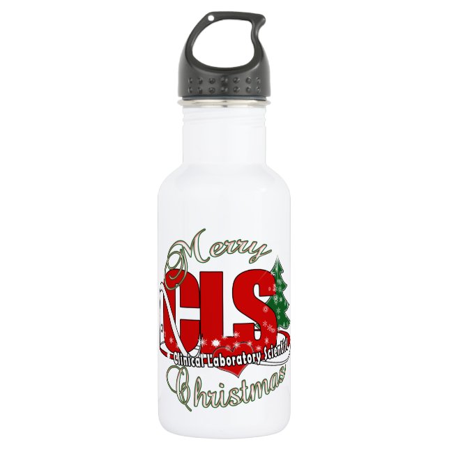 CLS CHRISTMAS  Clinical Laboratory Scientist Water Bottle (Front)