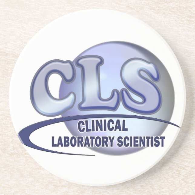 CLS FunBlue LOGO - CLINICAL LABORATORY SCIENTIST Drink Coaster (Front)