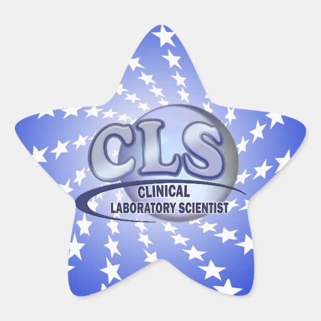 CLS FunBlue LOGO - CLINICAL LABORATORY SCIENTIST Star Sticker (Front)