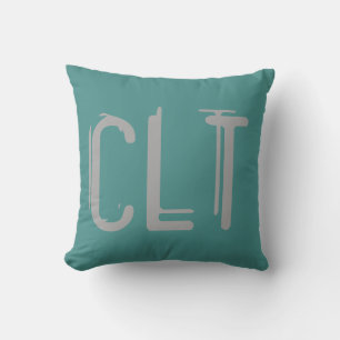 CLT Airport Grunge Typography Throw Pillow