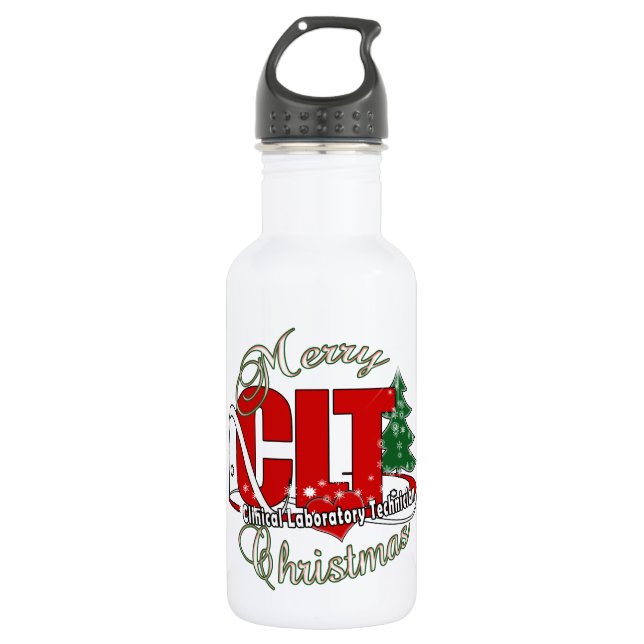 CLT CHRISTMAS Clinical Laboratory Technician Water Bottle (Front)