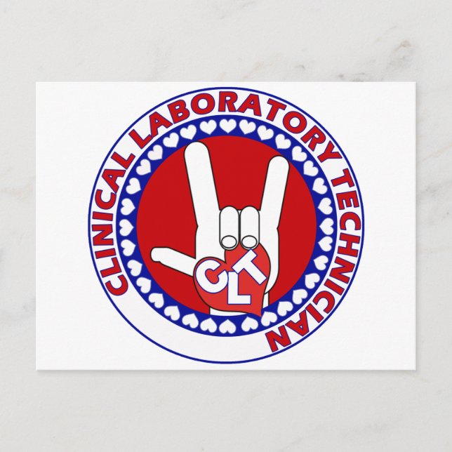 CLT CLINICAL LAB TECH ASL iLOVE LOGO Postcard (Front)