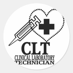 CLT HEART SYRINGE CLINICAL LAB TECH CLASSIC ROUND STICKER