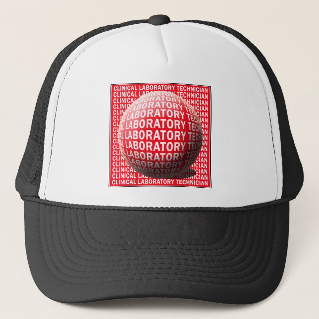 CLT SPHERE BLOOD DROP CLINICAL LABORATORY TECH TRUCKER HAT (Front)