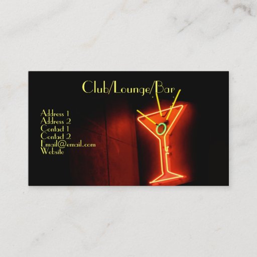 Customizable Club bar lounge business card