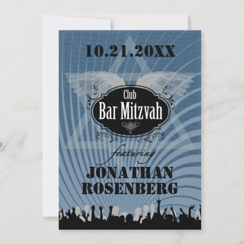 Club Bar Mitzvah in Blue Custom Announcement