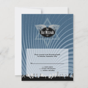Club Bar Mitzvah Navy Blue RSVP Reply Card