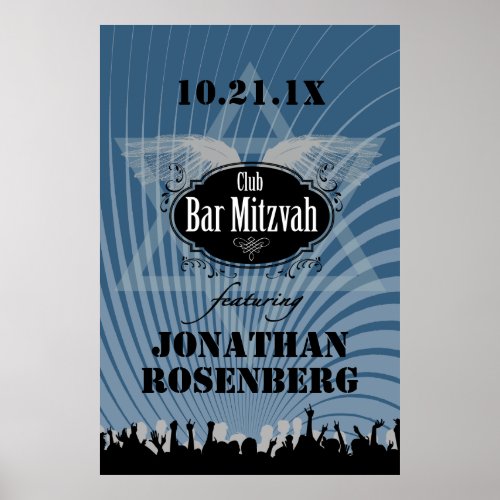 Club Bar Mitzvah Poster in Navy Blue