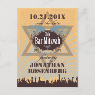Club Bar Mitzvah Save the Date Announcement Postcard