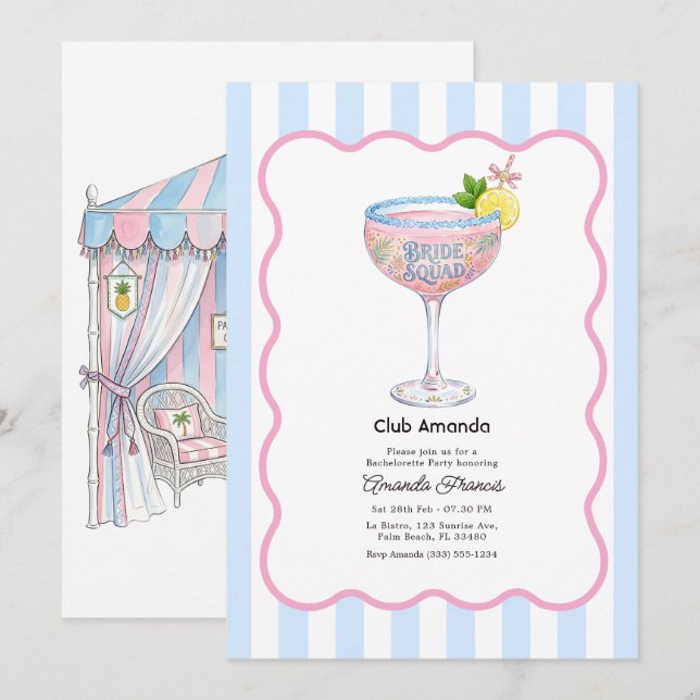 Club Bride Palm Beach Bachelorette Party Invitation (Front/Back)