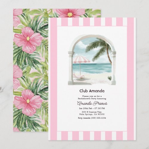 Club Bride Palm Springs Bachelorette Party Invitation