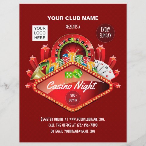 Club Casino Night Party personalized add photo Flyer