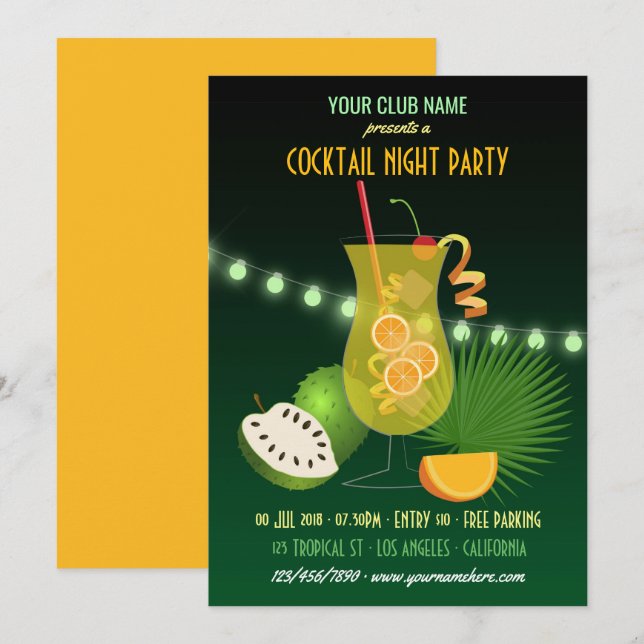 Club/Corporate Cocktail Night Party Invitation (Front/Back)