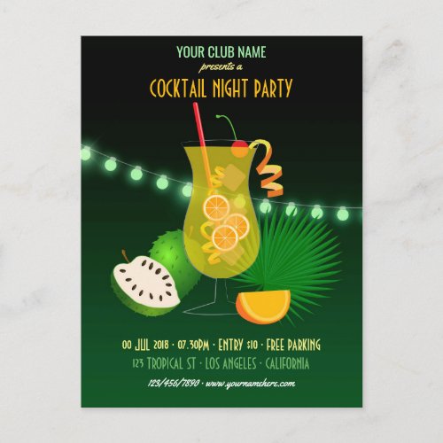ClubCorporate Cocktail Night Party Invitation Postcard