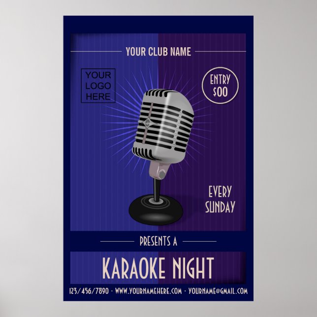 Club/Corporate Karaoke Party add logo Poster (Front)
