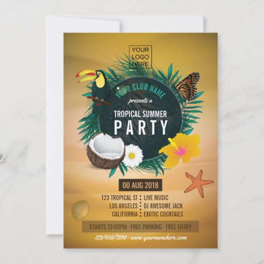 Club/Corporate Tropical Summer add photo and logo (Front)