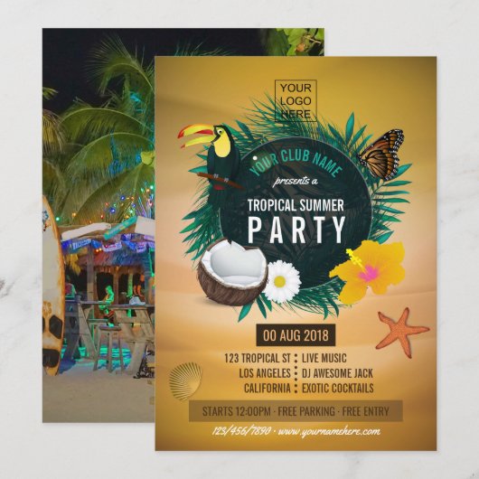 Club/Corporate Tropical Summer add photo and logo (Front/Back)