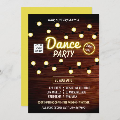 Club DJ Dance Music Party add logo invitation