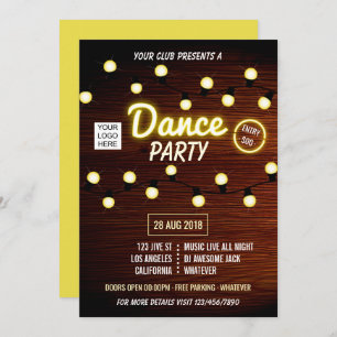 Club DJ Dance Music Party add logo invitation