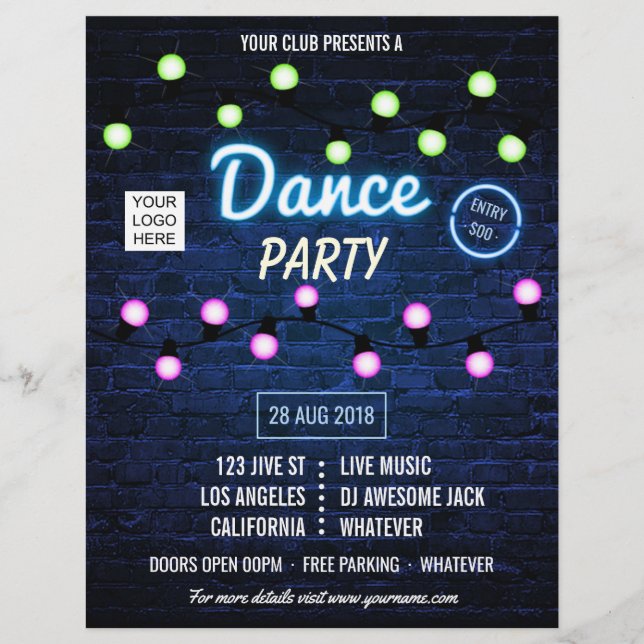 Club DJ Dance Music Party add logo invitation Flyer (Front)