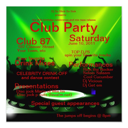 Club DJ Party Invitation | Zazzle