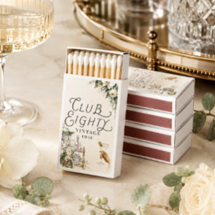 Club Eighty Grand Hotel 80th Birthday Favors Matchboxes