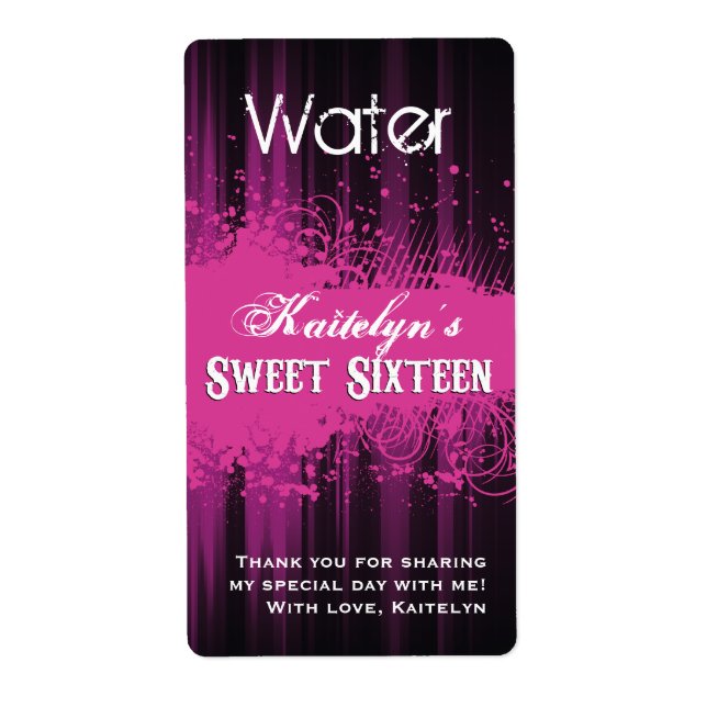 Club Flyer Look Sweet 16 Water Label (Front)
