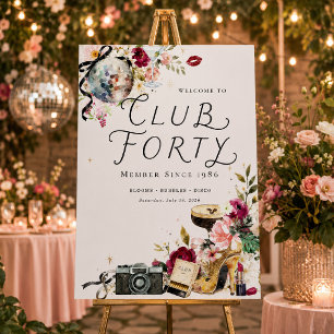 Club Forty Garden Disco Welcome Sign
