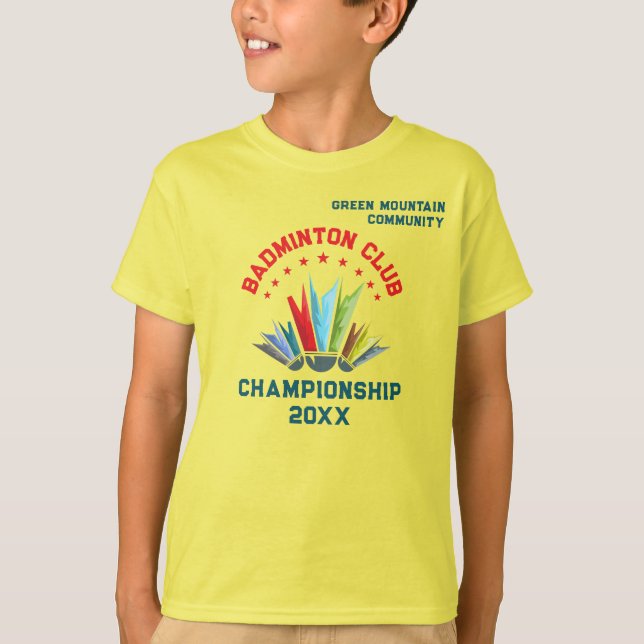 Club League Organization Team Name Badminton T-Shirt (Front)