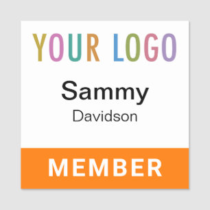 Club Member Badge Pin with Logo for Events Orange