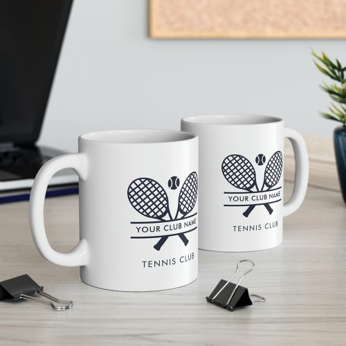 Club Name Tennis Team Navy Blue Logo Custom Coffee Mug