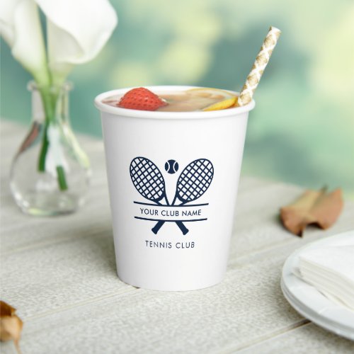 Club Name Tennis Team Navy Blue Logo Custom Paper Cups