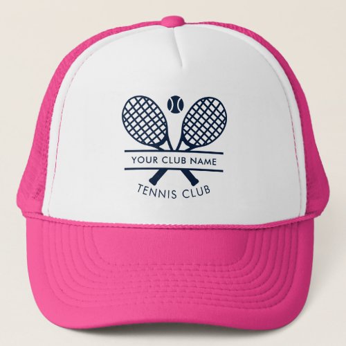 Club Name Tennis Team Navy Blue Sports Trucker Hat