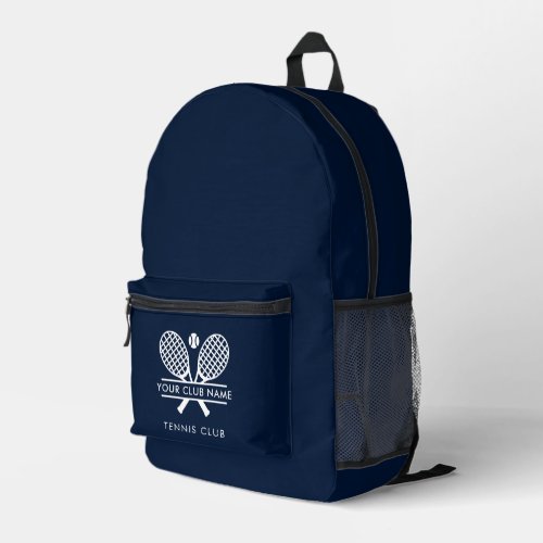 Club Name Tennis Team Navy Blue Swag Custom Printed Backpack