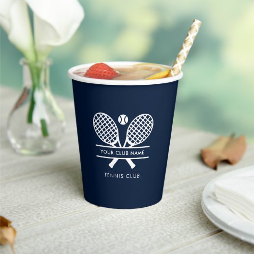 Club Name Tennis Team White Logo Custom Paper Cups