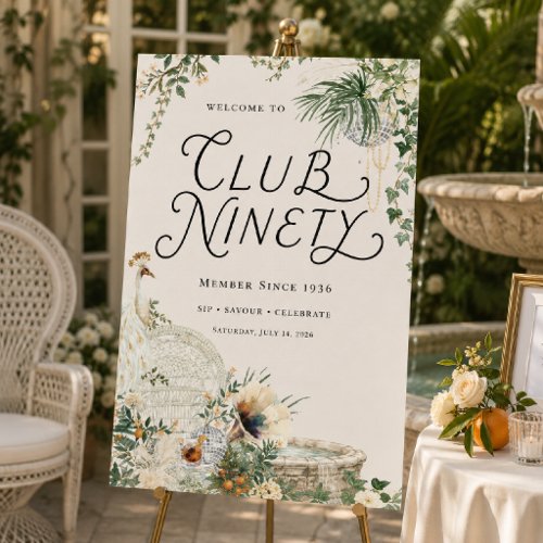 Club Ninety Palm Court 90th Birthday Welcome Sign