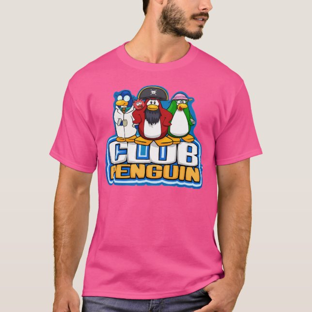 Club Penguin Logo With Characters T-Shirt (Front)