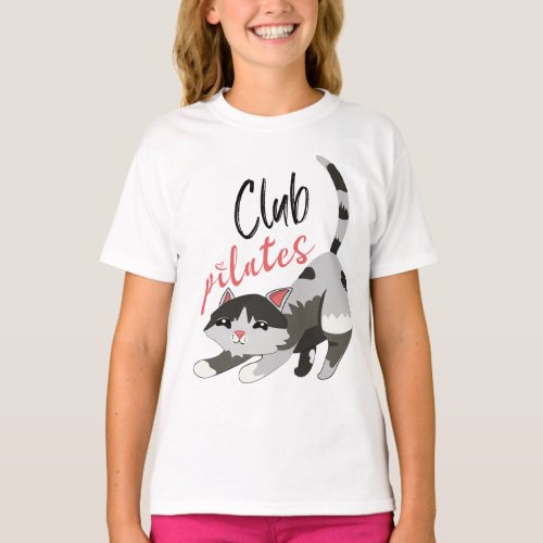 Club Pilates Cute Cat T_Shirt