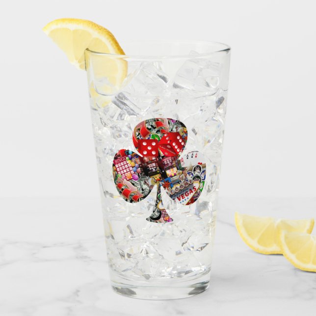 Club Playing Card Shape * Gamblers Delight Glass (Front Ice)