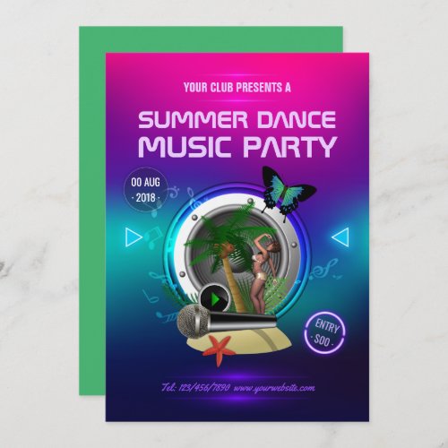 Club Summer Dance Music Party Ad Invitation